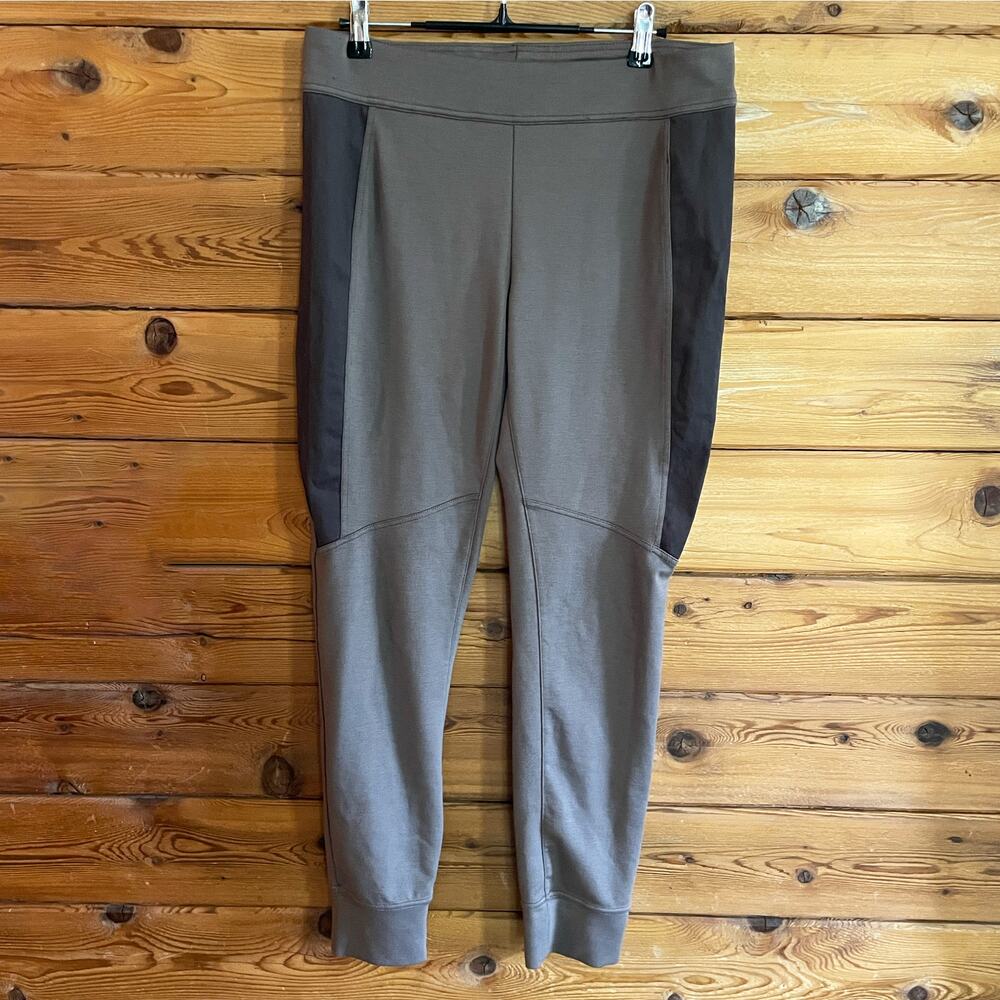 Free People Women’s Gray Brown Legging Pant Faux Suede Side Panel Jogger Medium